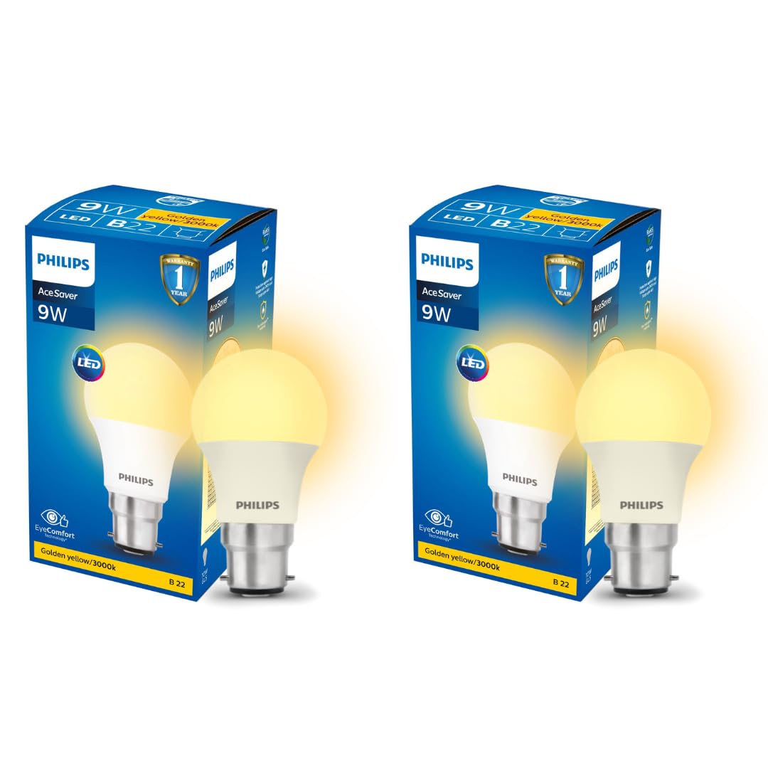 Philips 9W B22 LED Warm White Bulb, Pack of 2