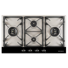 Faber 4 Burner 90Cm PNG Hybrid HOB|Auto Ignition|Flame Failure Device|2 5Kw Brass Burner|Free Installation|2yr comprehen