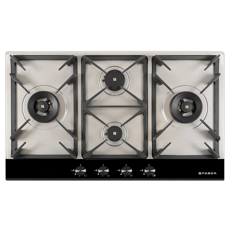 Faber 4 Burner 90Cm PNG Hybrid HOB|Auto Ignition|Flame Failure Device|2 5Kw Brass Burner|Free Installation|2yr comprehen