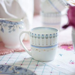 Magique by The Wishing Chair x ClayCraft : River of Flowers Ceramic Chai Mugs - Set of 6 |180 ml | Elegant Floral Design | Mugs for Coffee | Ideal for Gifting | Perfect for Home & Office