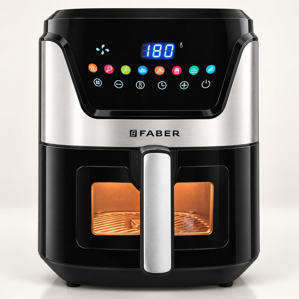 Faber 6L 1500W Digital Air Fryer | Fry, Bake, Roast, Toast, Defrost, Grill & Reheat | 85% Less Oil, 360° Air Cooking|8-P