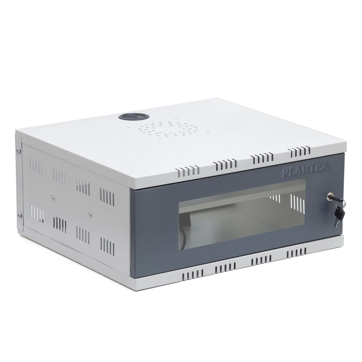Plantex CCTV/NVR/DVR Cabinet Box/Network Rack/CCTV Box Cabinet with Lock and Keys/Server Rack with Power Socket - 3U+, (White) Transparent Glass Door dvr Box for CCTV-1