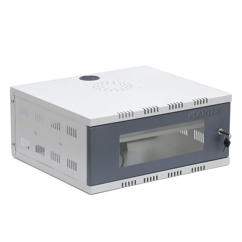 Plantex CCTV/NVR/DVR Cabinet Box/Network Rack/CCTV Box Cabinet with Lock and Keys/Server Rack with Power Socket - 3U+, (White) Transparent Glass Door dvr Box for CCTV-1