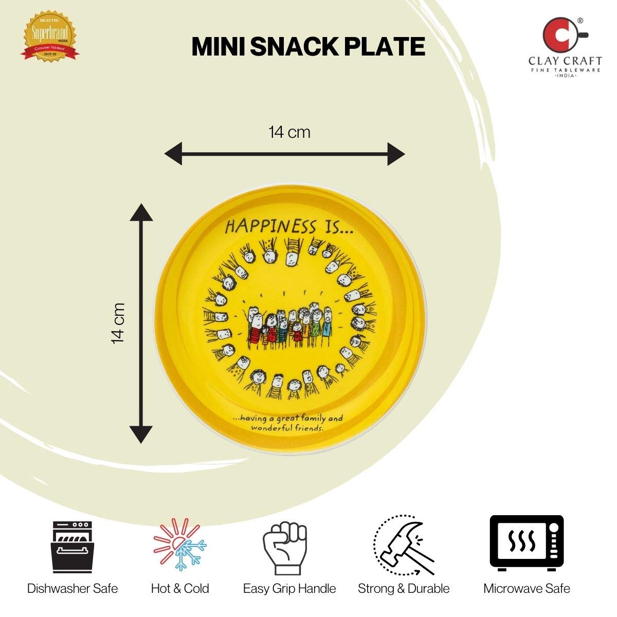 Clay Craft Ceramic Plate - Set of 4, Multicolor, Standard (HS-PL-UR5.5-4PC)