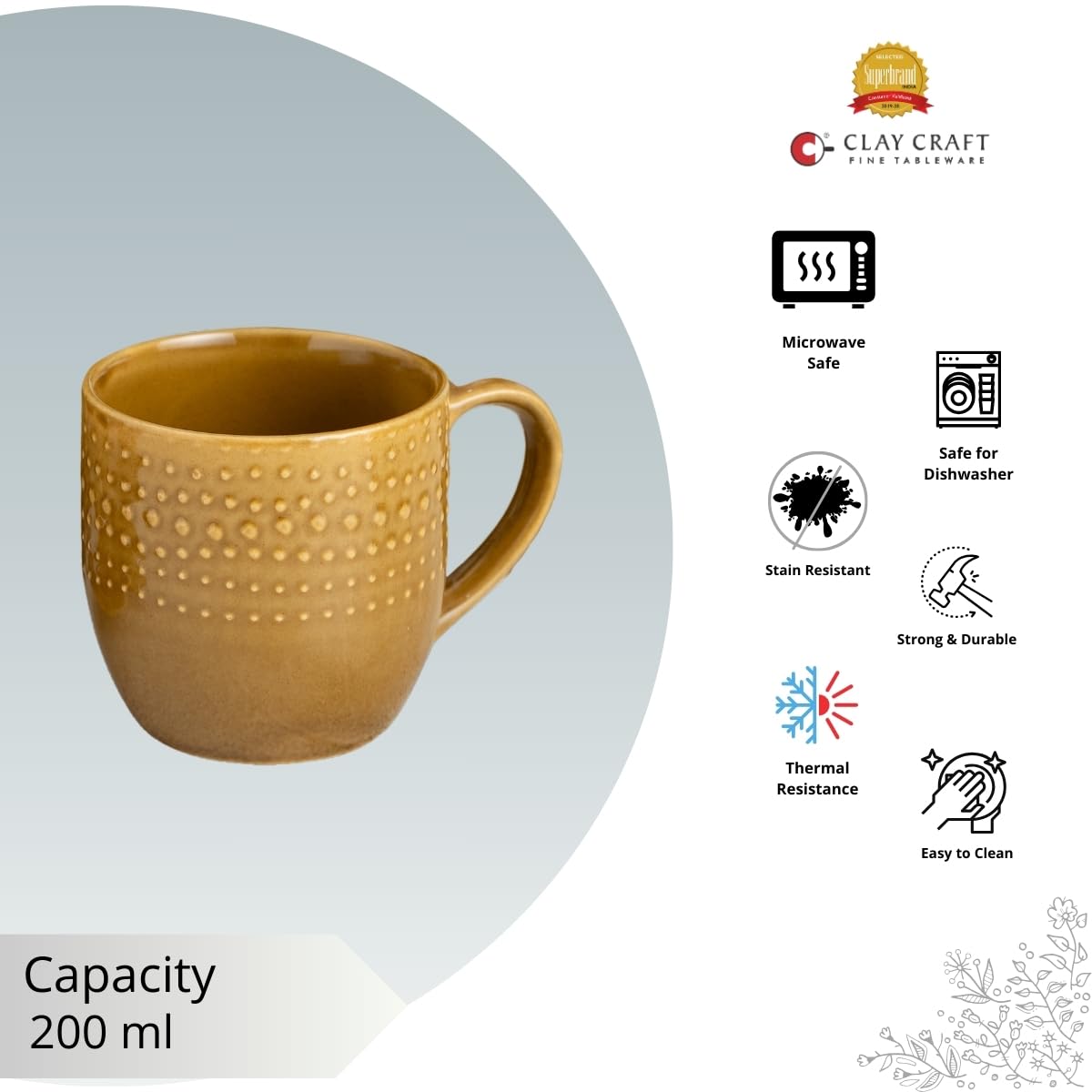 Clay Craft Fine Ceramic Apex Brown Cups & Saucer, Set of 12, Cups for Tea & Coffee, Gift Set, Elegant Design for Home and Kitchen and Can Be Gifted to Your Loved Ones On Any Occassions