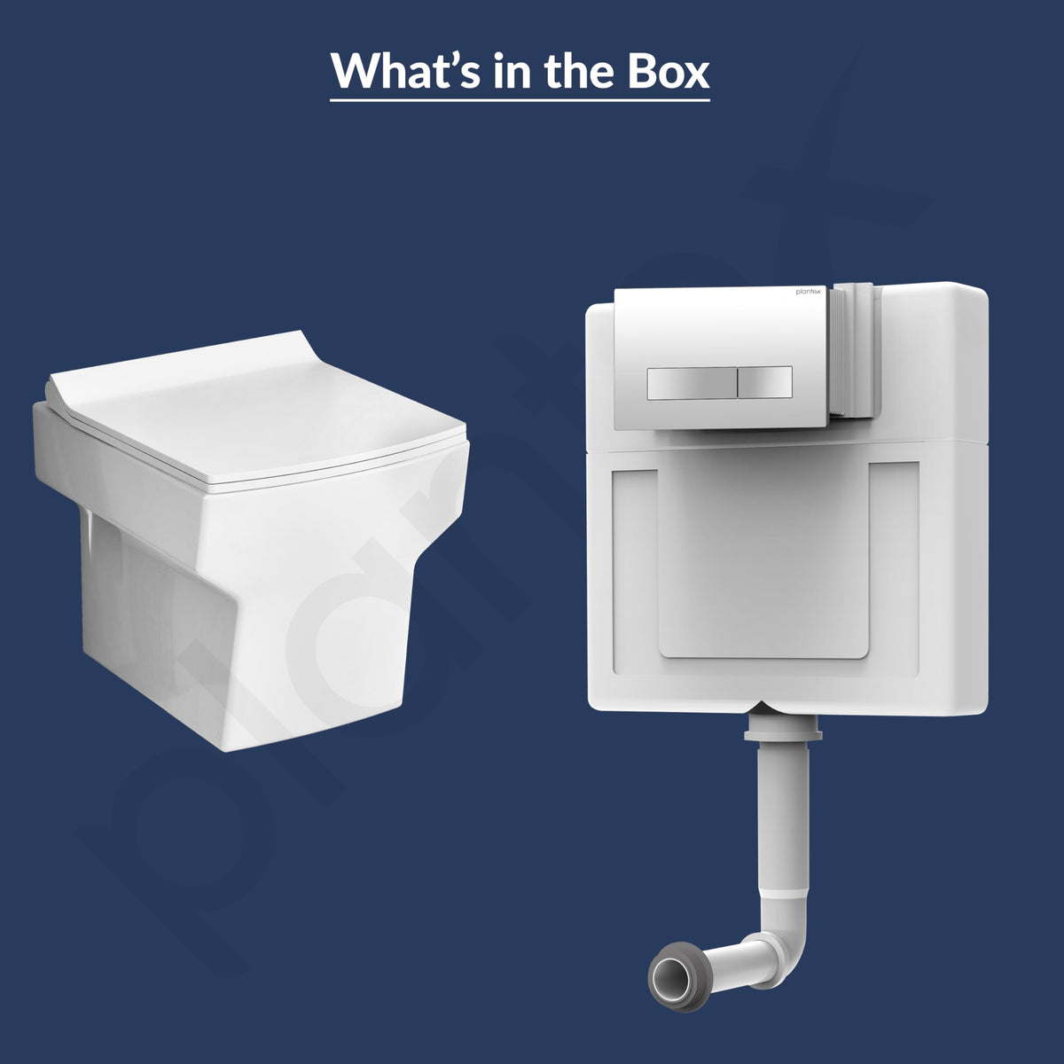 Plantex Ceramic Commode with Conceal Flush Tank/Wall Hung Commode with Dual Flush Tank with accessories/Square Toilet with Soft Closing Toilet Seat – (White)-6