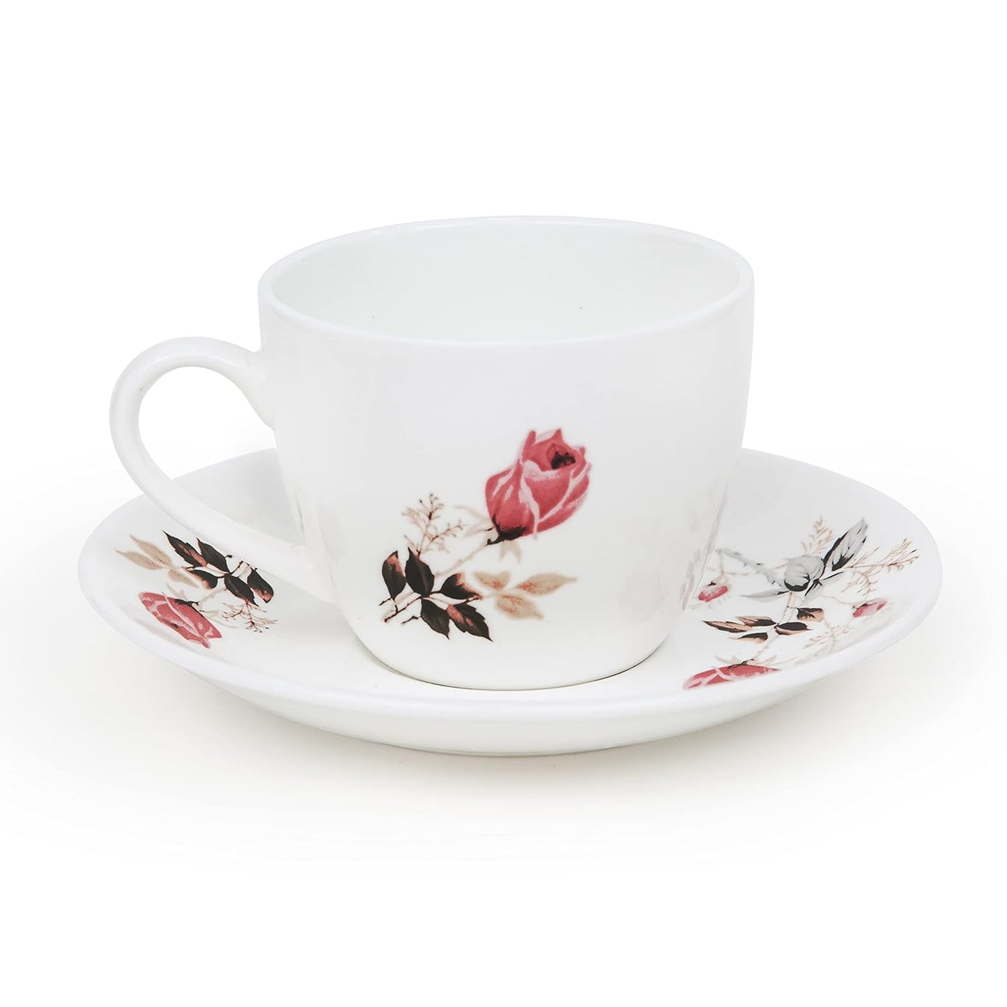 Clay Craft Fine Ceramic | Floral Printed | Tea/Coffee Cups - Set of 6-180 ml Each (Cup Saucer)