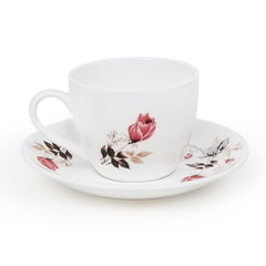 Clay Craft Fine Ceramic | Floral Printed | Tea/Coffee Cups - Set of 6-180 ml Each (Cup Saucer)
