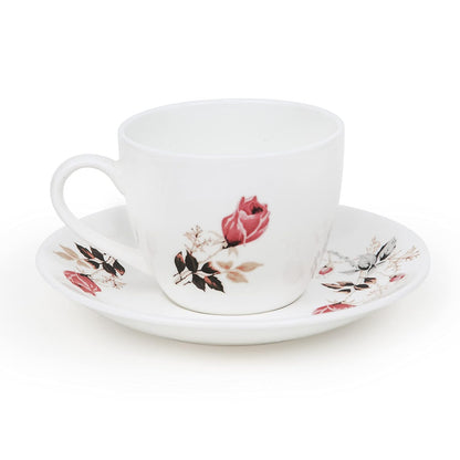 Clay Craft Fine Ceramic | Floral Printed | Tea/Coffee Cups - Set of 6-180 ml Each (Cup Saucer)