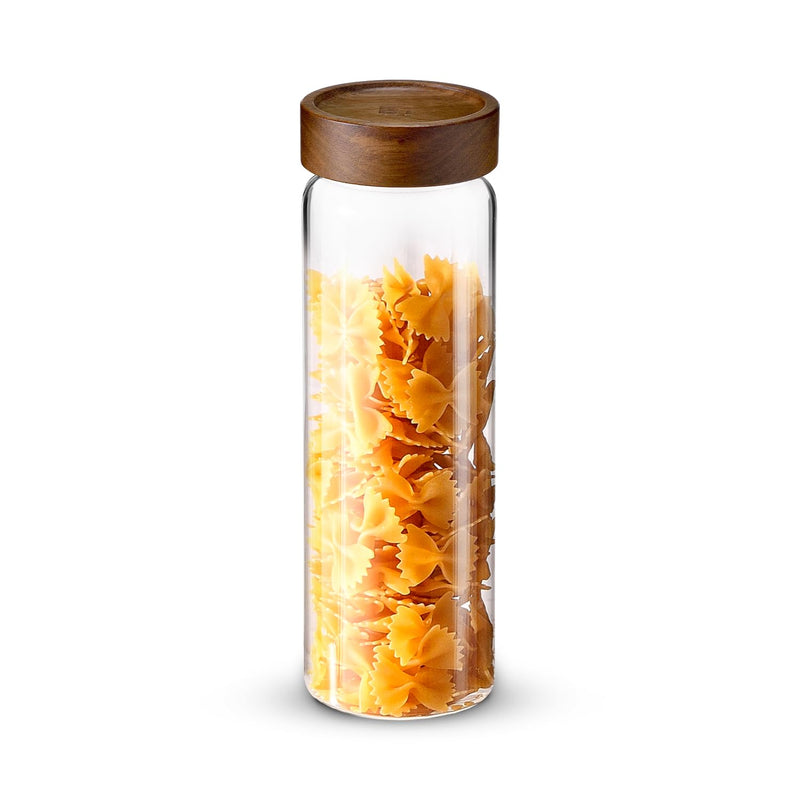 Bergner Acadia Borosilicate Glass Jars with Solid Wood Lid, Set of 2 Jars, 120ml Each, For Storing and Preserving Sugar, Flour, Tea, Coffee, Spices, Biscuits, Oats | Multipurpose Container for Kitchen