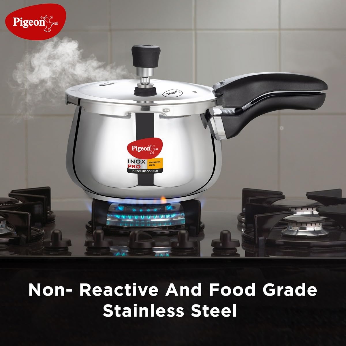 Pigeon by Stovekraft Inox Pro Stainless Steel Cooker 3Liters Outer Lid Cooker-Induction Base Compatible