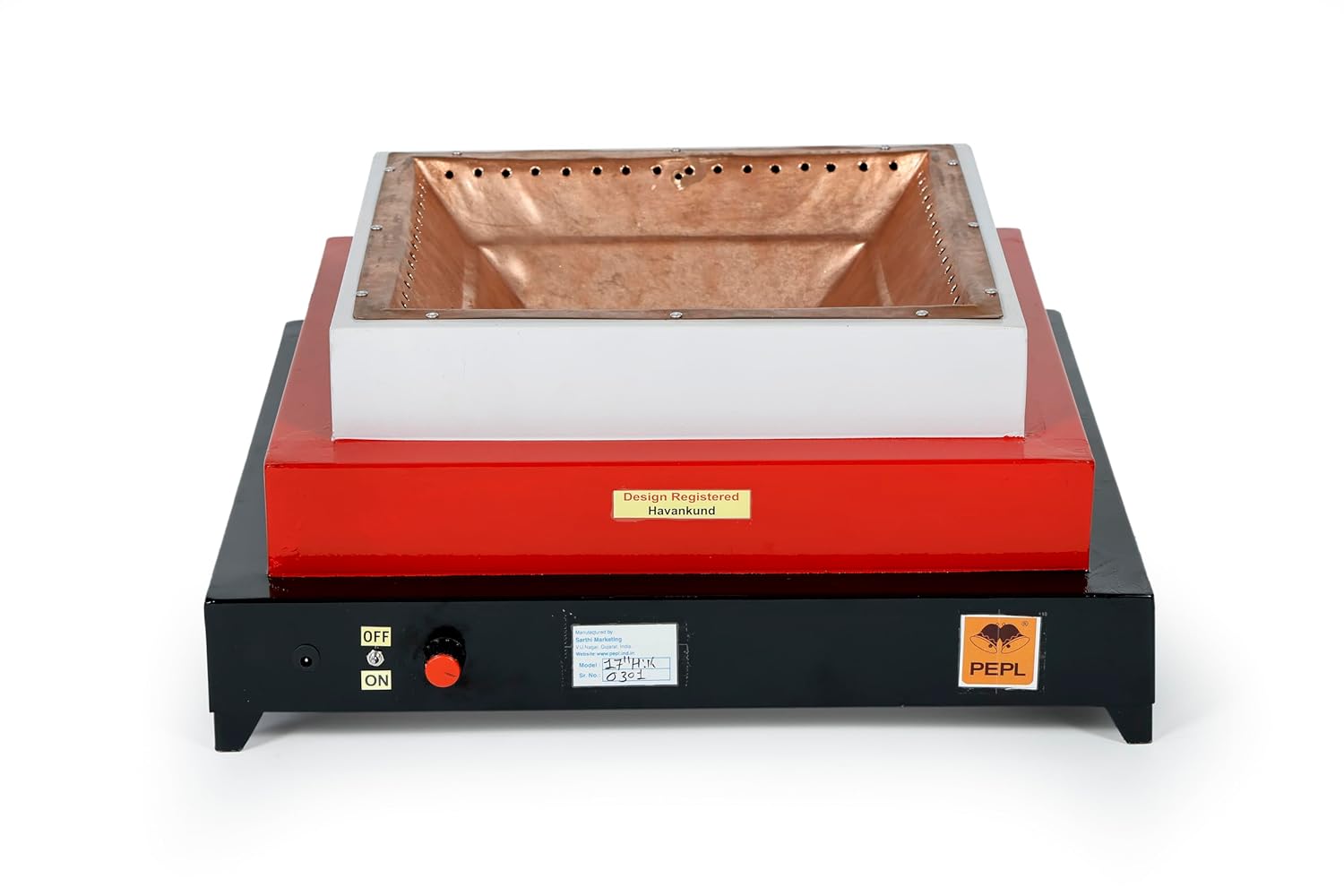 PEPL Mild Steel Smokeless 17" Diagonal Eco Friendly Pollution Free Havan Kund - Large , 17 Inch, Mild steel