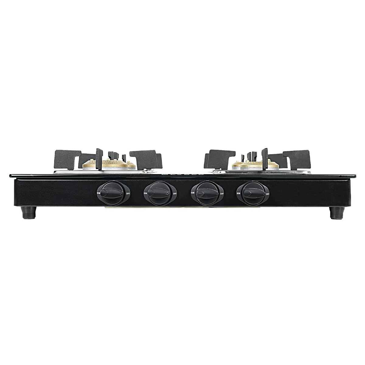 Faber Glass Top 4 Burner Gas Stove (Hob Cooktop Pearl 4BB BK) with Jumbo Burner, Diamond Coated Pan Support, Manual Igni