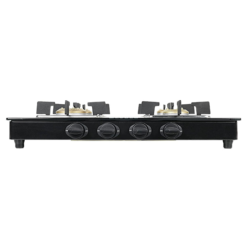 Faber Glass Top 4 Burner Gas Stove (Hob Cooktop Pearl 4BB BK) with Jumbo Burner, Diamond Coated Pan Support, Manual Igni