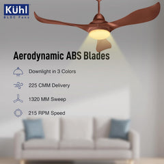 KUHL Glanz F3 1320 mm BLDC Ceiling Fan with Remote & Down Light | 5 Star (Brown)-4
