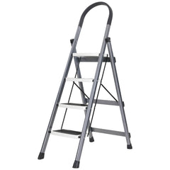 HOUZA Steel Ladder for Home 6 Steps Foldable with Anti-Skid Wide Steps (30cm x 20cm) | 6 Step Ladder for Home Use with D-Shape Rods | Secure Lock | 150 Kg Capacity Folding Ladder | 5 Year Warranty