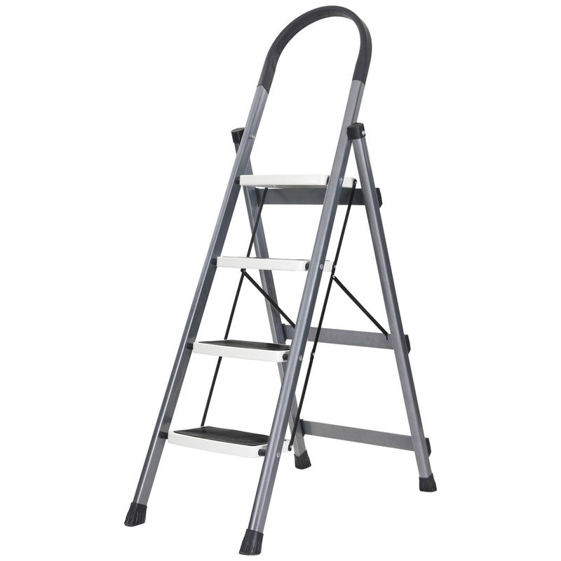 HOUZA Steel Ladder for Home 7 Steps Foldable with Anti-Skid Wide Steps (30cm x 20cm) | 7 Step Ladder for Home Use with D-Shape Rods | Secure Lock | 150 Kg Capacity Folding Ladder | 5 Year Warranty