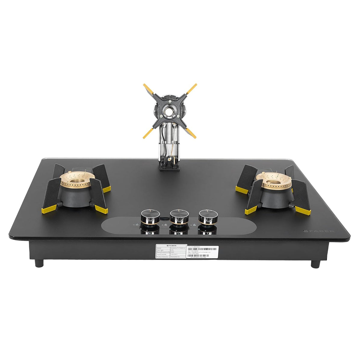 Faber Liftable Burners Hob - 75cm Black Glass| Auto Ignition| FFD| Cast Iron Pan Support| Premium Knobs| 1Yr Comprehensi