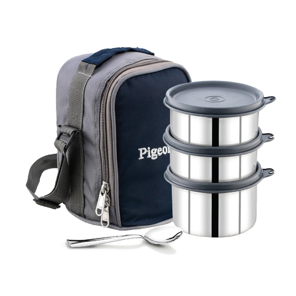 Pigeon Vibe Stainless Steel Lunch Box | SS Tiffin Box with Leak-Proof Airtight Lid