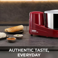 USHA Colossal Neo 2 litres Table-Top Wet Grinder, 150W 100% Copper Motor, Dual Stones, Stainless Steel Drum, 10 Years Warranty on Motor, Free Home Service (Cherry Red)