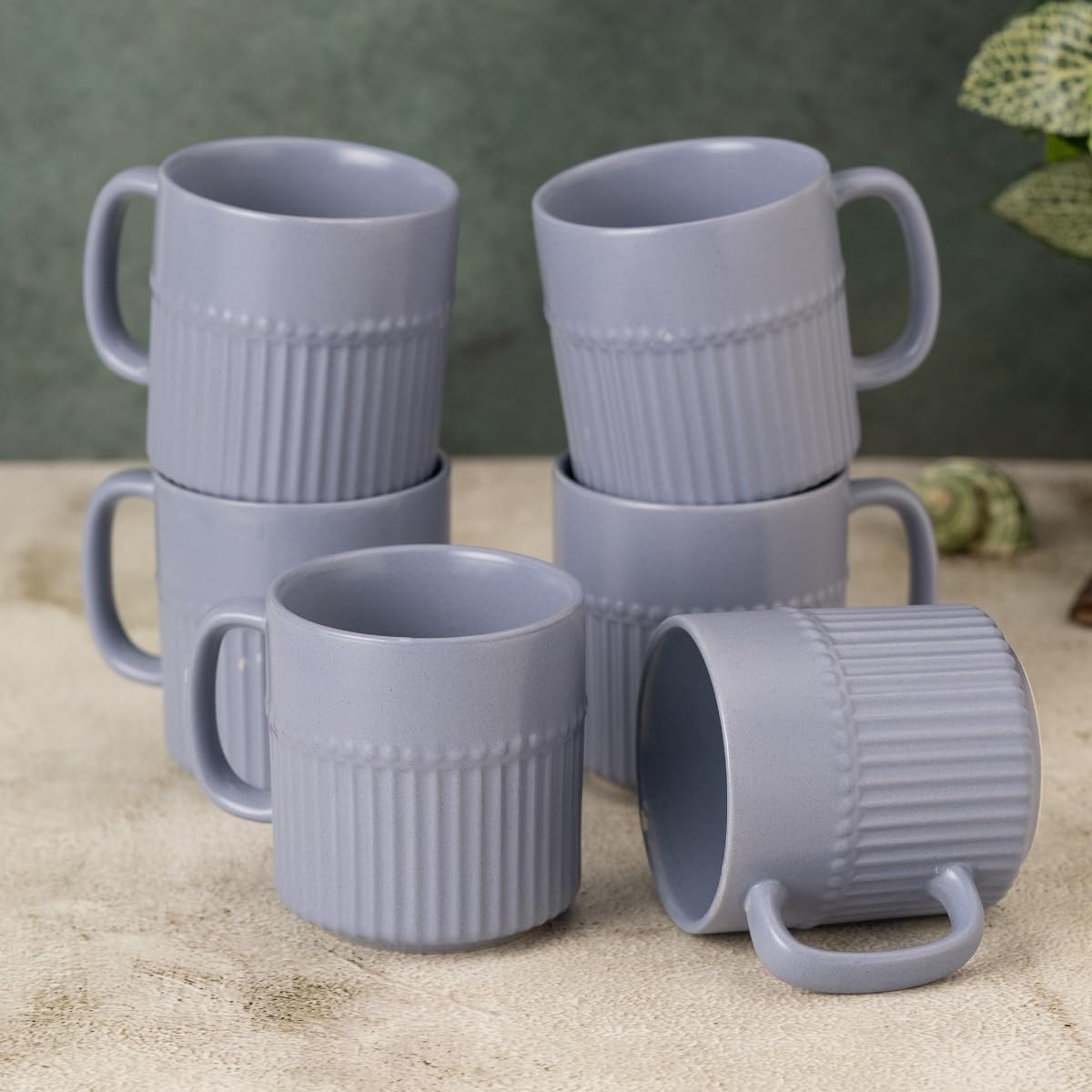 Clay Craft Fine Ceramic Crimson Blue Cups & Saucer, Set of 12, Cups for Tea & Coffee, Gift Set, Elegant Design for Home and Kitchen and Can Be Gifted to Your Loved Ones On Any Occassions