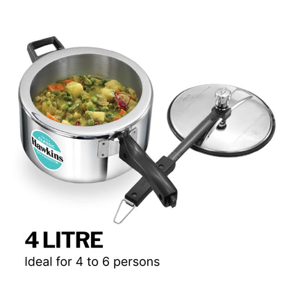 Hawkins Triply 4 Litre Classic Pressure Cooker, Triply Stainless Steel Induction Inner Lid Cooker & Tall Design, Silver (SSTCL40)