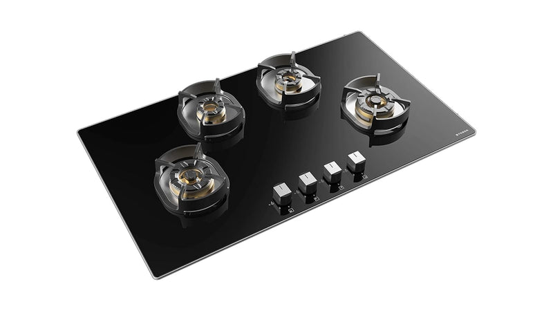 Faber 90 cm hob, 4 Brass Burner with Flame Failure Device,Glass Top (HOB NEXUS IND STAR HT904 FFD CRS BR CI) Auto Igniti