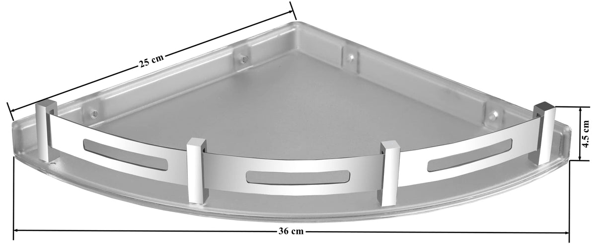 Plantex Bathroom Corner Shelf for Wall Plastic/Unbreakable Corner Stand for Bathroom with Stainless Steel Railings/Bathroom Accessories (9x9 inches, Transparent)-3
