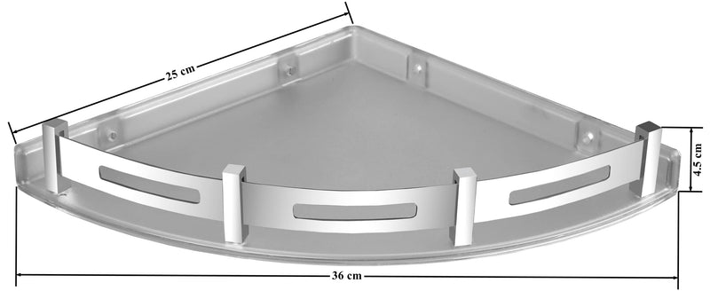 Plantex Bathroom Corner Shelf for Wall Plastic/Unbreakable Corner Stand for Bathroom with Stainless Steel Railings/Bathroom Accessories (9x9 inches, Transparent)-3