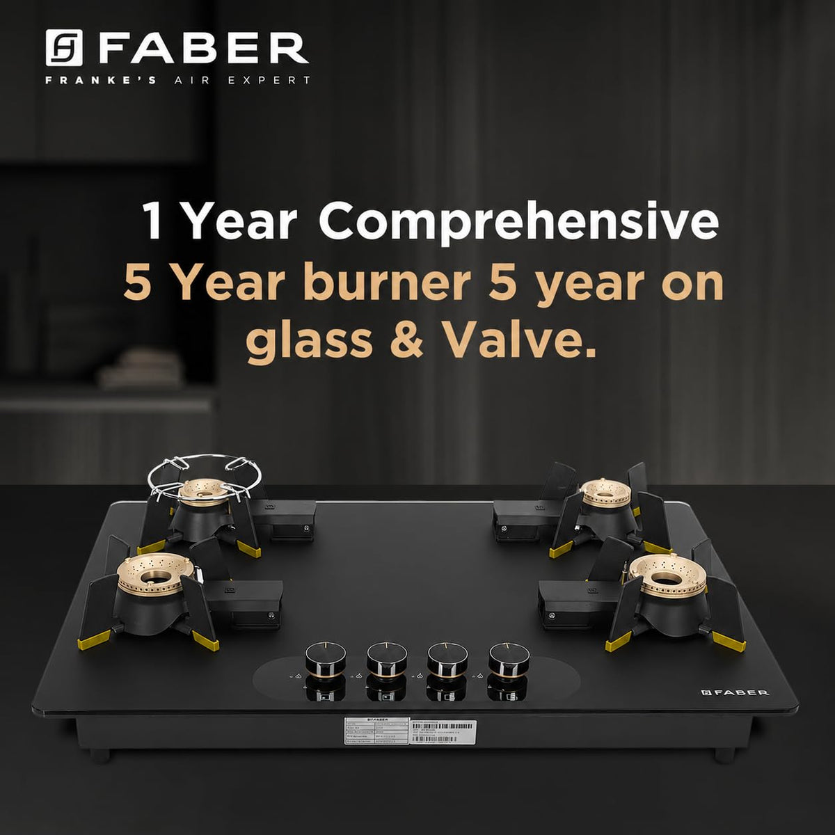 Faber Liftable Burners Hob - 80cm Black Glass| Auto Ignition| FFD| Cast Iron Pan Support| Premium Knobs| 1Yr Comprehensi