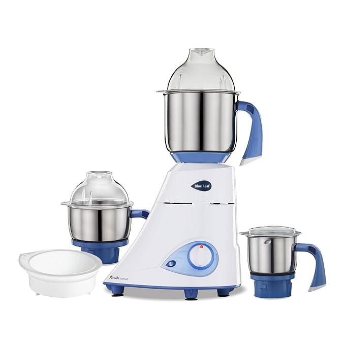 Preethi Blue Leaf Diamond MG-214 mixer grinder 750 watt (Blue/White), 3 jars & Flexi Lid, FBT motor with 2yr Guarantee & Lifelong Free Service (Pack of 2)