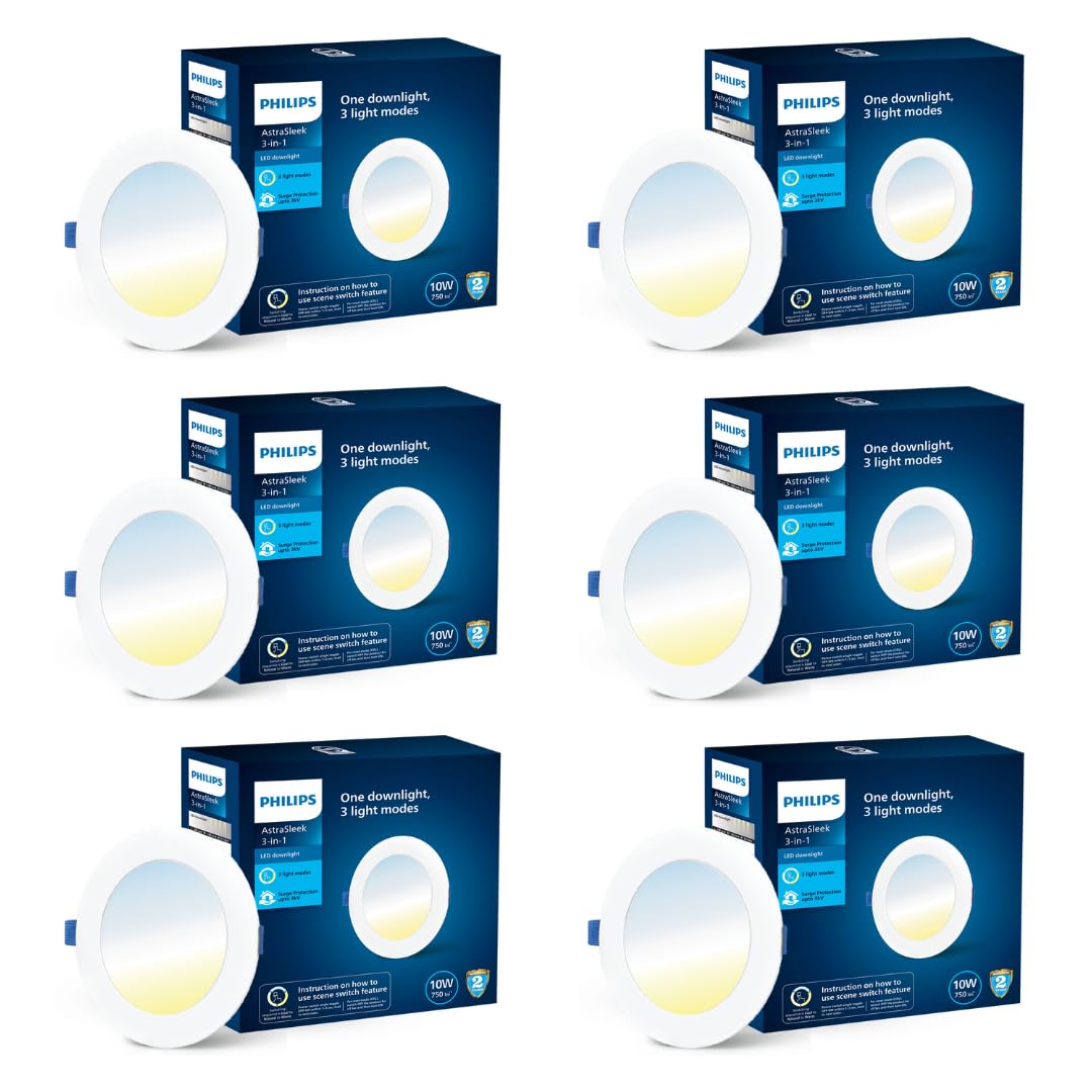 Philips Astra Sleek 10-watt Round LED Downlighter (Pack of 6)