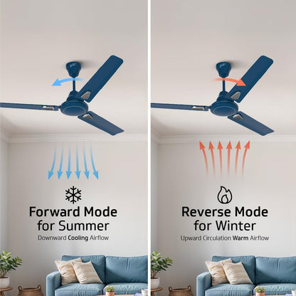 V-Guard Windle Deco BLDC Ceiling Fan for Home | BEE 5 Star Rating | Remote Control | 380 RPM | 1.2 meters | 2-Year Coverage | Admiral Blue