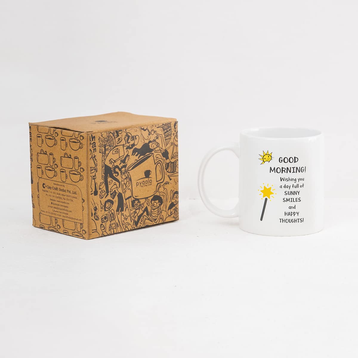 Clay Craft Ceramic Cc Mm1 Swiss Rez1 Microwave Safe Coffee Mug with Good Morning Quote, 300 ML