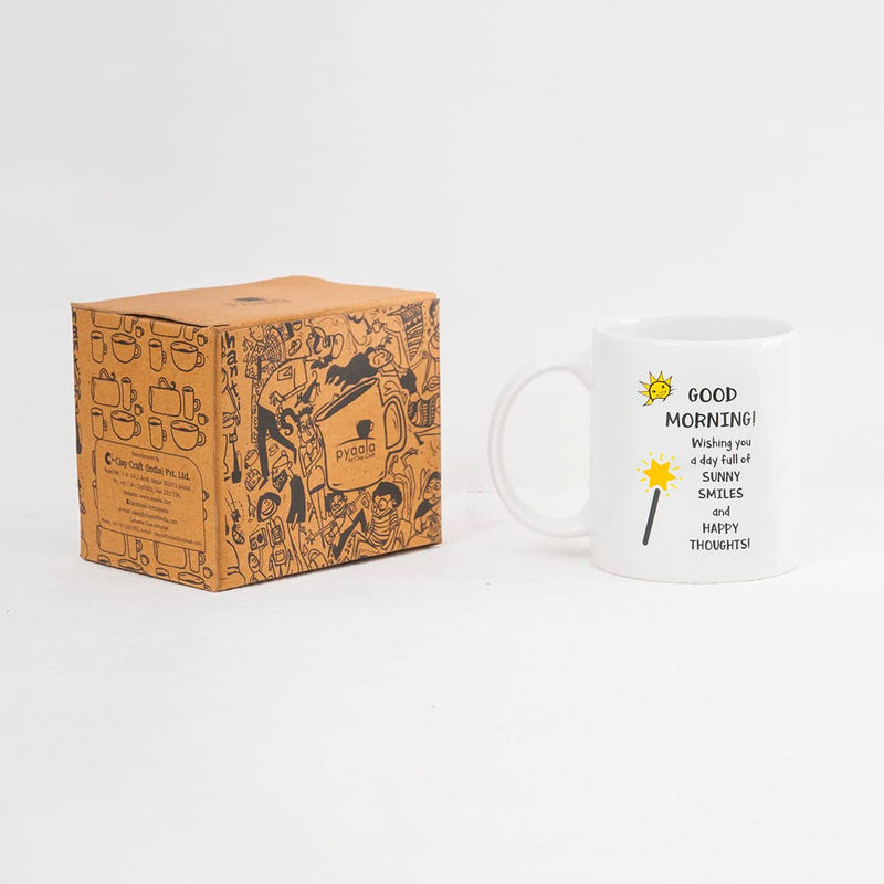 Clay Craft Ceramic Cc Mm1 Swiss Rez1 Microwave Safe Coffee Mug with Good Morning Quote, 300 ML