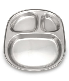 Dynore Stainless Steel 3 in 1 Three Compartment Nasta/Dinner Plate- Set of 2 Large