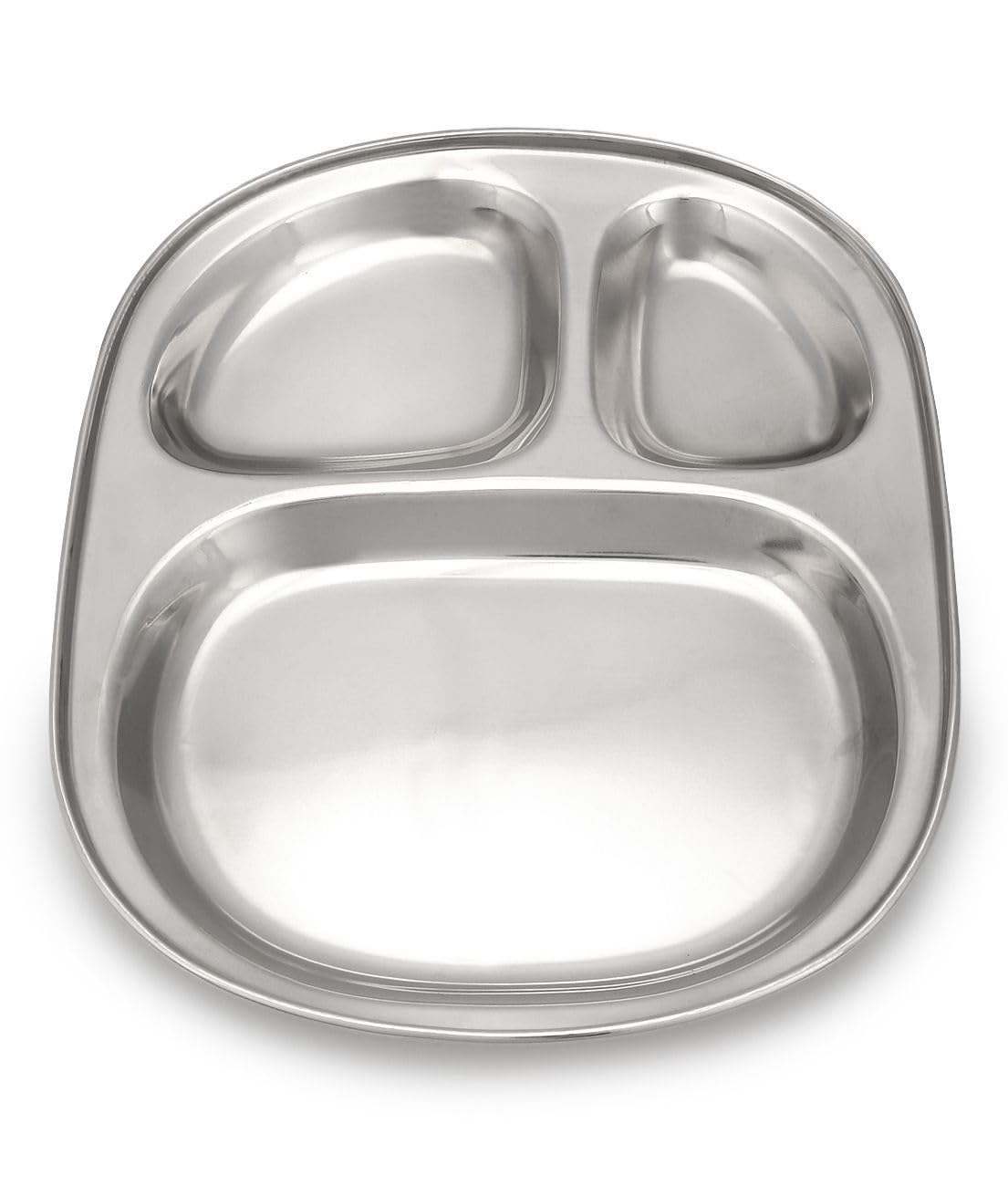 Dynore Stainless Steel 3 in 1 Three Compartment Nasta/Dinner Plate/Snacks Plate- Set of 1