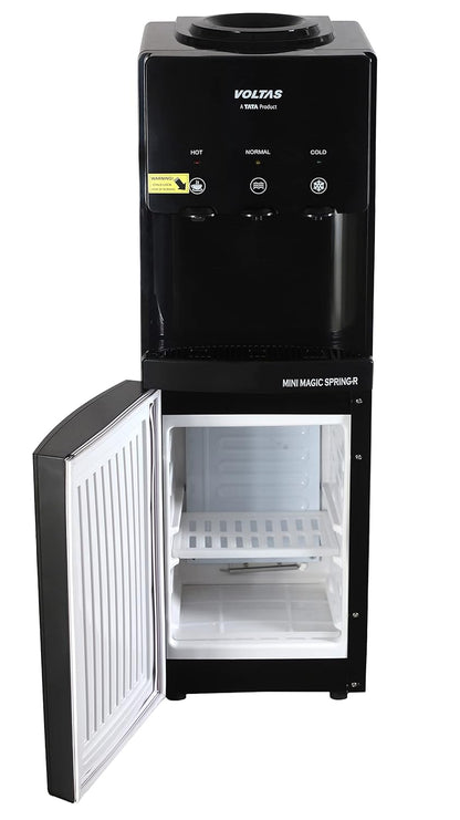 Voltas Spring-R Water Dispenser with Three Temperature Tap and Small Refrigerator (Black Color)