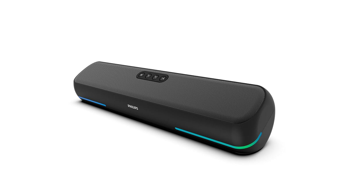 Philips SPA4124BK/94 Wireless Bluetooth Speaker, 20W, 8H Playtime, Bluetooth 5.1, TWS Mode, RGB Light