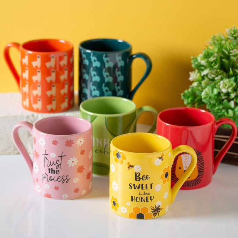 Clay Craft Fine Ceramic Pebble Series Coffee Mug 350ml Yellow – Bee Sweet Like Honey Print, Stylish Tea & Coffee Cup, Microwave & Dishwasher Safe, For Home,Office,Café,Gifting, Daily Use,Hot Chocolate