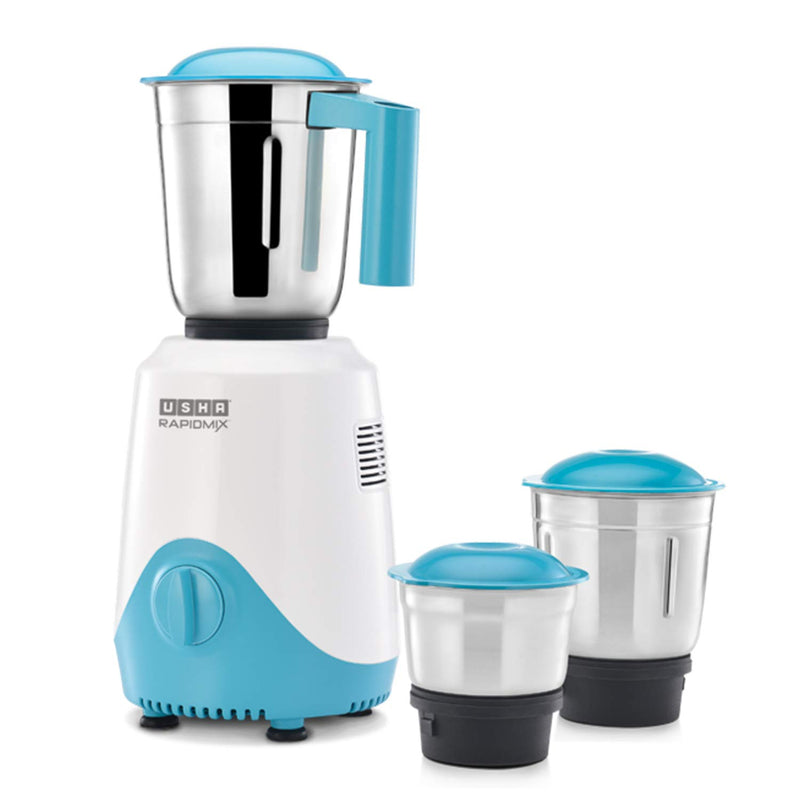 USHA Cook Joy (3616) 1600-Watt Copper Sealed Induction Cooktop (Black) & RapidMix 500-Watt Copper Motor Mixer Grinder with 3 Jars (Sea Green/White)