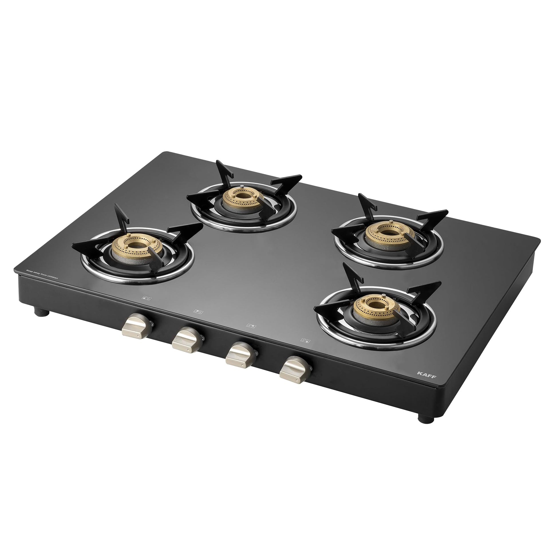 KAFF 3 Burner Gas Stove Top for Kitchen - 71CM Manual Ignition Cooktop| Modern Glass Stove for Modular Kitchen, ISI Certified & Compatible with LPG (Black)
