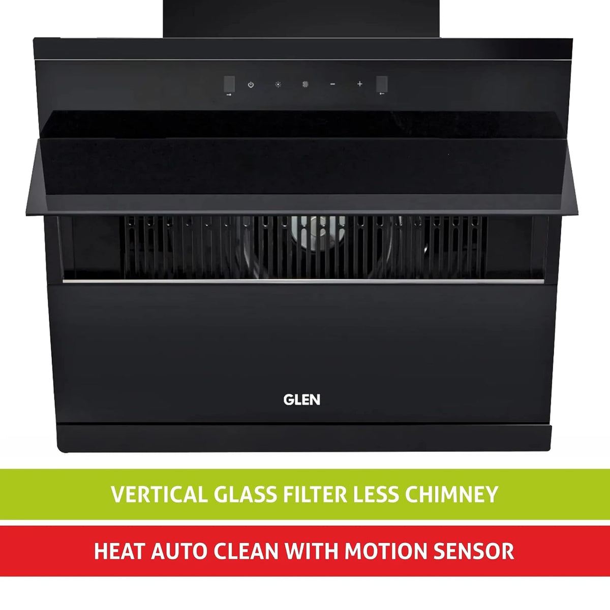 Glen Auto Clean Glass Filterless Chimney With Touch Controls With Motion Sensor, Wave And Start 1200 M3/H 90Cm, 1 Year On Product, 5 Year On Motor, (CH6073SXAC90)-2