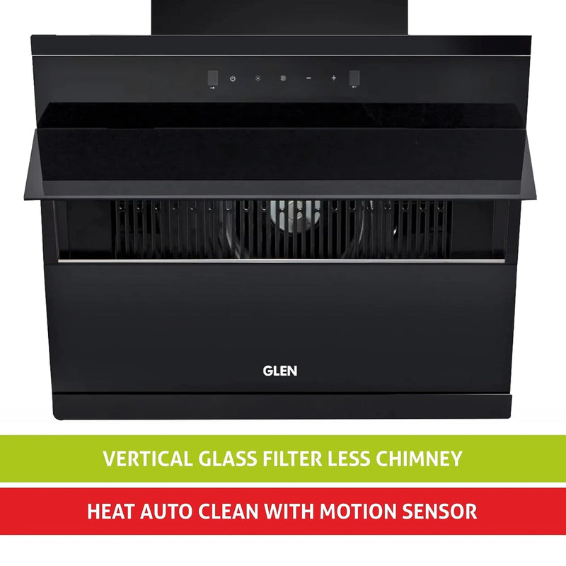 Glen Auto Clean Glass Filterless Chimney With Touch Controls With Motion Sensor, Wave And Start 1200 M3/H 90Cm, 1 Year On Product, 5 Year On Motor, (CH6073SXAC90)-2