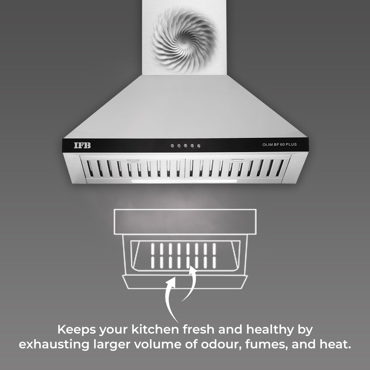 IFB 60cm 960 m3/hr Chimney (OLIM 60 Plus, 2 Cassette Filters, Touch Control, Silver)