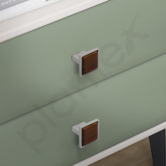 Plantex Knobs for Drawer | Kitchen Cabinet Knobs | Pulls Handles Knobs for Wardrobe & Kitchen | Square Drawer Pulls and Knobs- Pack of 1 (Satin & Wood)-6
