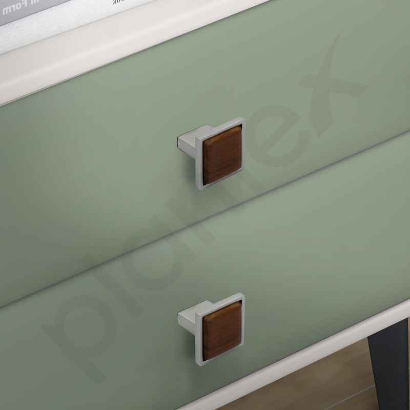 Plantex Knobs for Drawer | Kitchen Cabinet Knobs | Pulls Handles Knobs for Wardrobe & Kitchen | Square Drawer Pulls and Knobs- Pack of 1 (Satin & Wood)-6