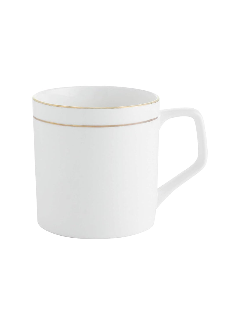 Clay Craft Elegant Gold Line Coffee/Tea Cups Set of 6 Perfect for Daily use 180 ml, White, Standard (Director-Set of 6)