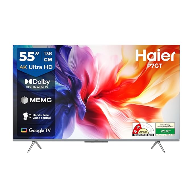 Haier 139 cm (55) P7GT Series 4K Ultra HD Smart LED Google TV 55P7GT-P (Grey)