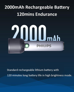 Philips Handheld Torch Light, 2000mAh Torch Rechargeable, 2 Lighting Modes